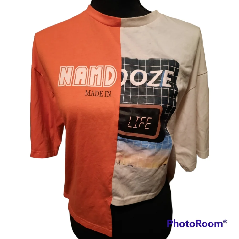 SHEIN graphic colorblock cropped tee - Picture 3 of 5